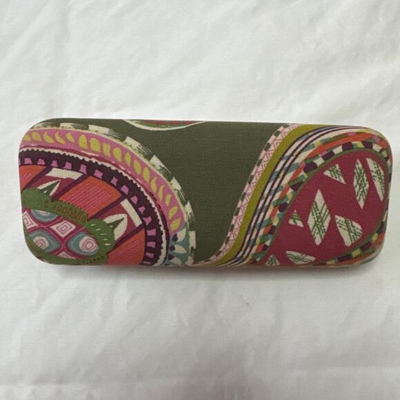 Vera Bradley Paisley Clam, Hard Eyeglass Case Greens Pinks And Blues - Picture 4 of 5